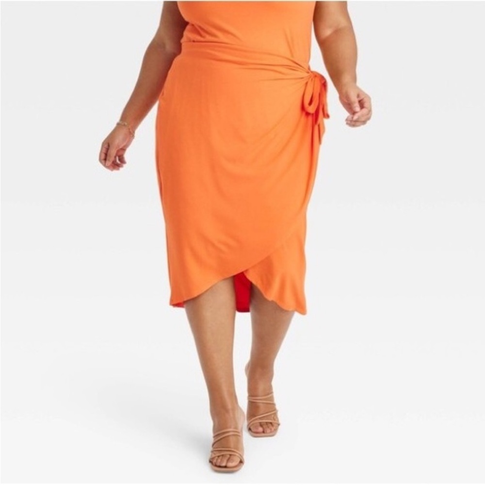 Ava & Viv orange wrap skirt
